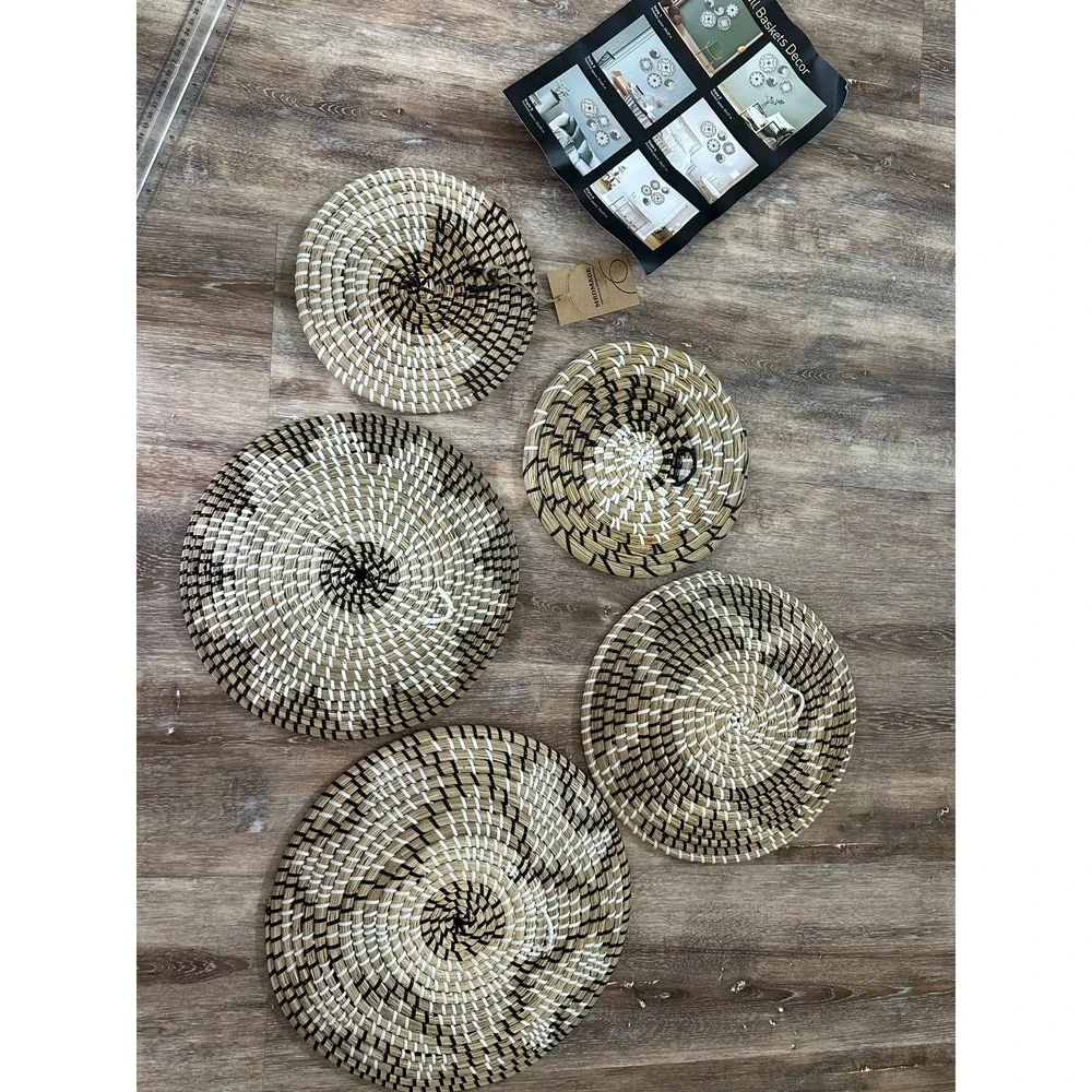 MRDMADE wall art decor baskets set of 5 Handmade natural Woven Boho